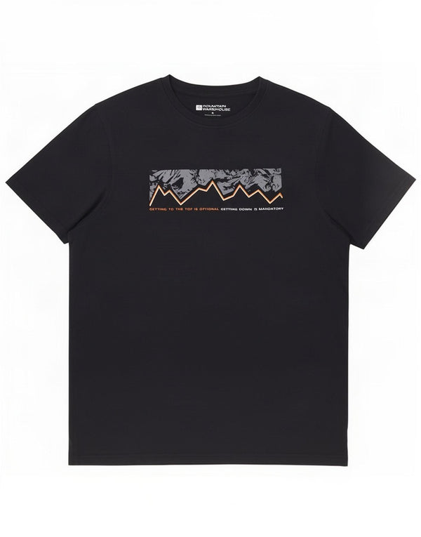 Mountain Warehouse Camiseta gráfica masculina Top médio algodão azul marinho