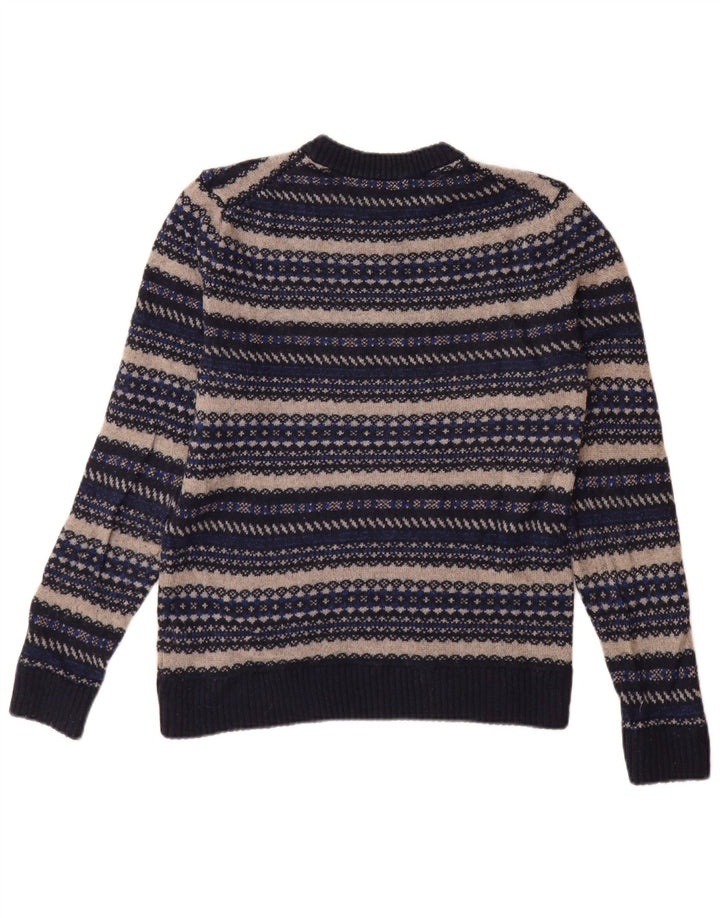 Suéter masculino Marks & Spencer com gola redonda, pequeno listrado azul marinho