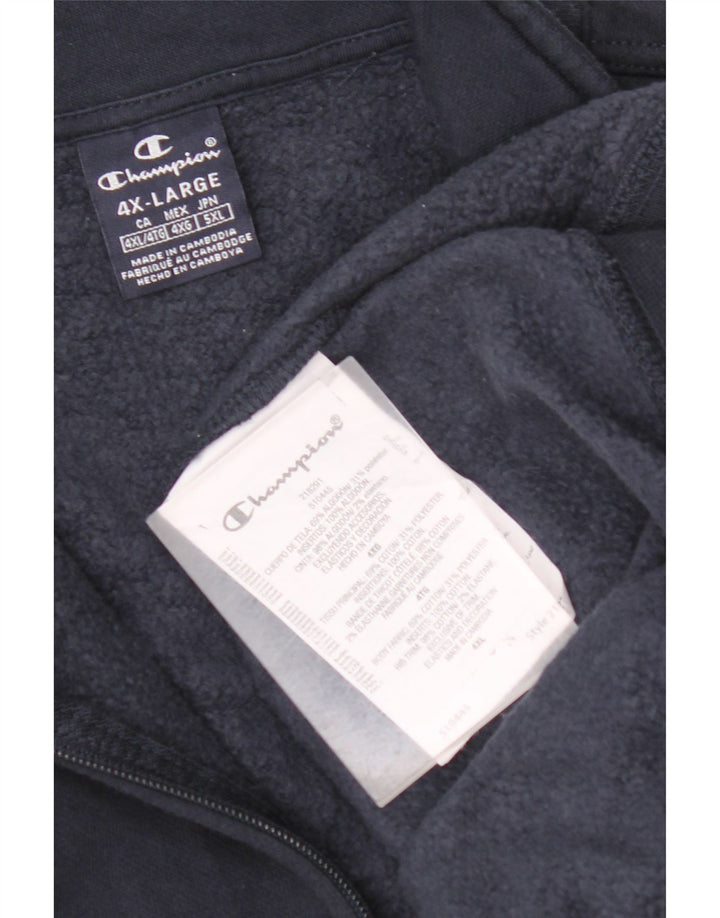 CHAMPION Suéter masculino com zíper e gola 4XL algodão azul marinho