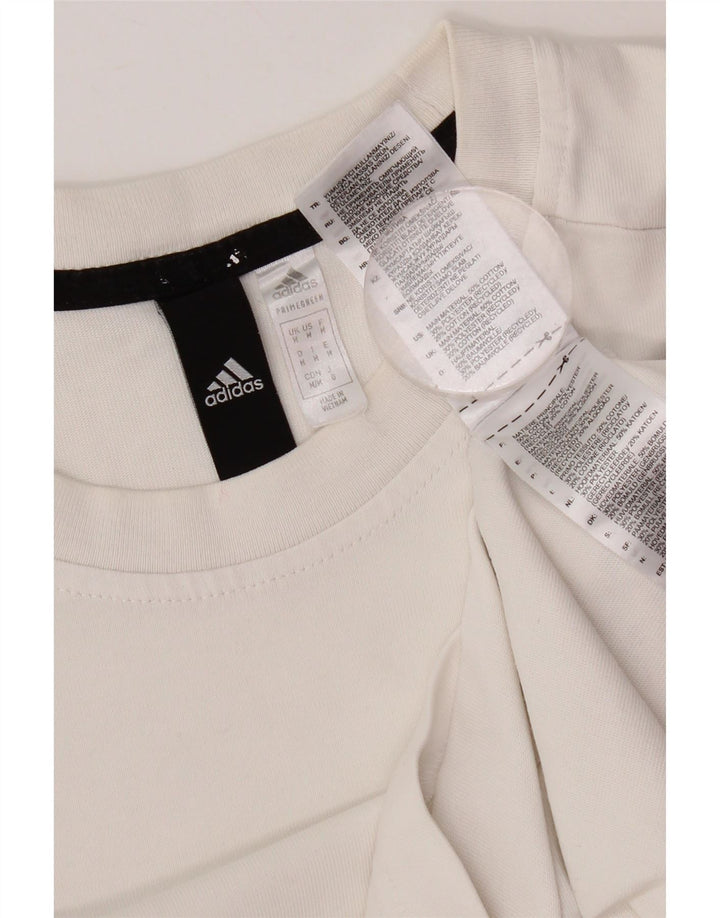 Adidas Mens Camiseta Top Médio Algodão Branco