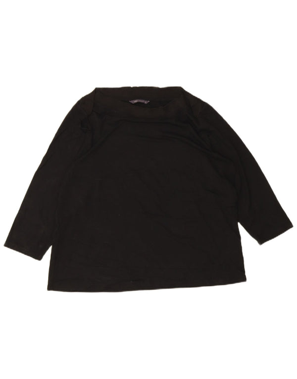 Top feminino Marks & Spencer manga 3/4 UK 18 XL preto viscose