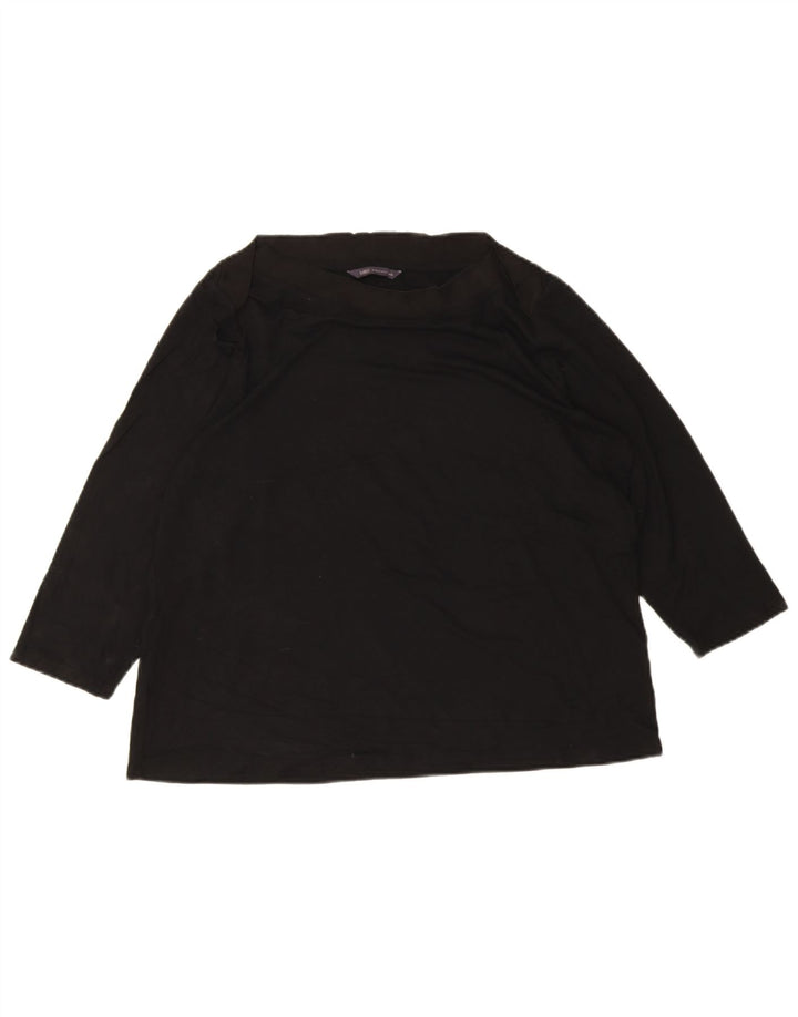 Top feminino Marks & Spencer manga 3/4 UK 18 XL preto viscose