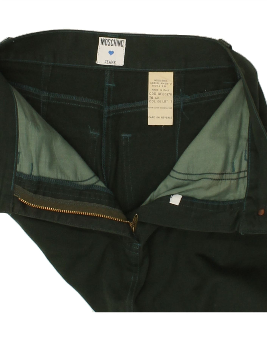 MOSCHINO Womens Pencil Skirt IT 40 Small W26 Green Cotton Vintage Moschino and Second-Hand Moschino from Messina Hembry 