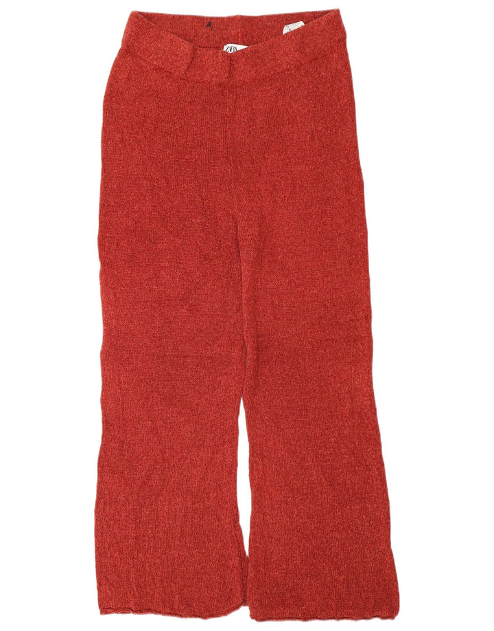 Calça feminina Zara tricotada média W28 L24 linho vermelho