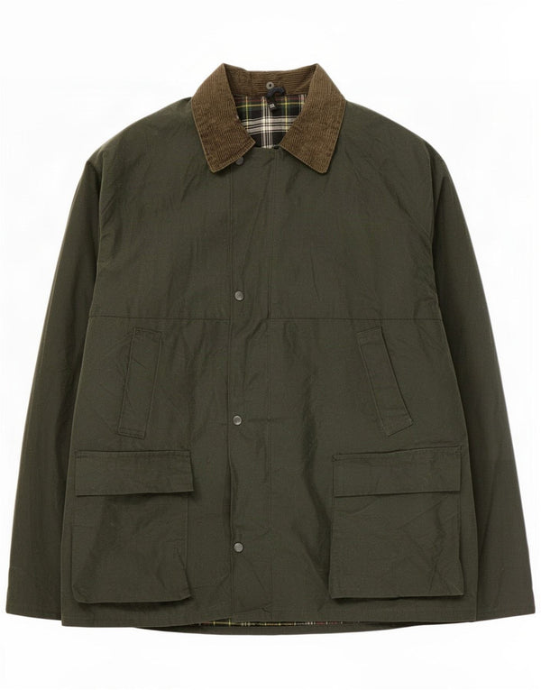 Jaqueta masculina vintage de algodão encerado UK 46 3XL verde