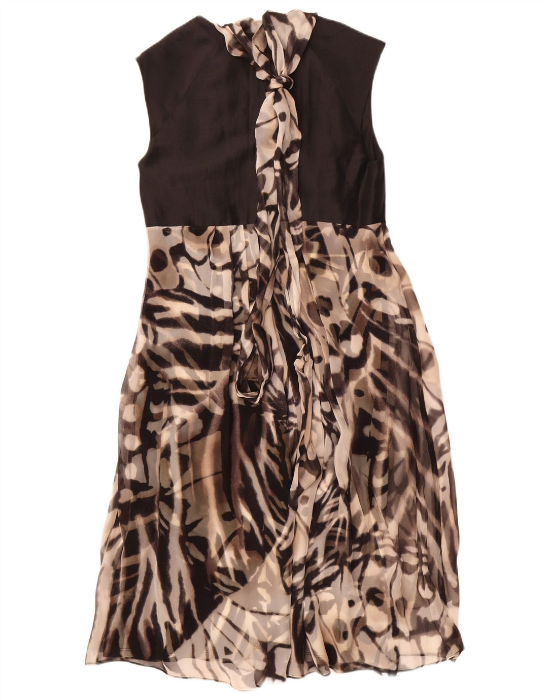 Max Mara Womens Sleeveless A-Line Dress UK 12 Medium Black Animal Print