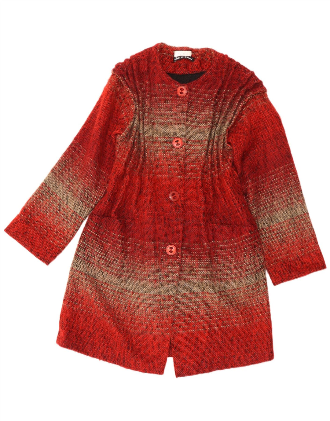 Sobretudo feminino Avoca UK 4 XS acrílico listrado vermelho