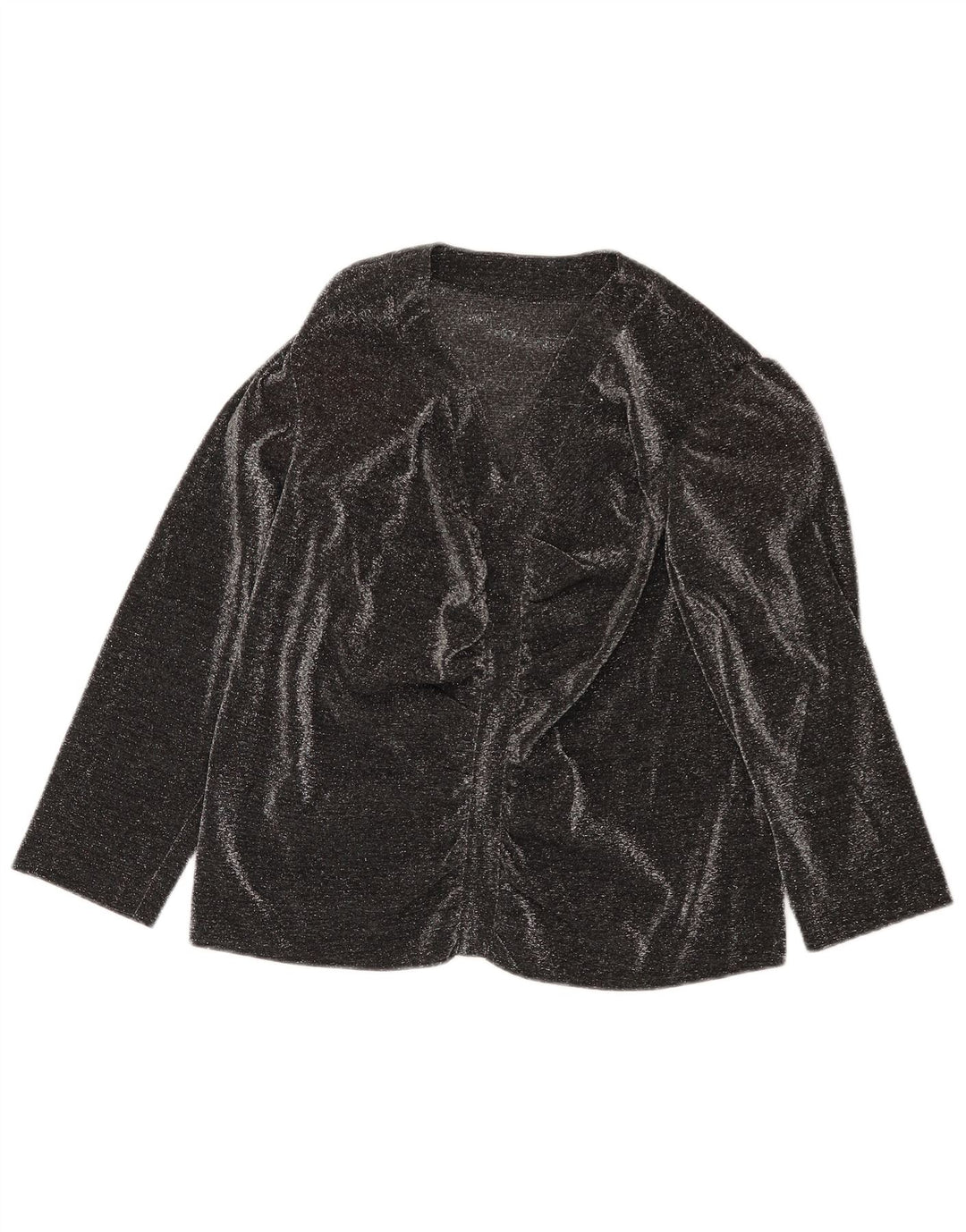 Blusa feminina vintage manga 3/4 top UK 16 grande preta