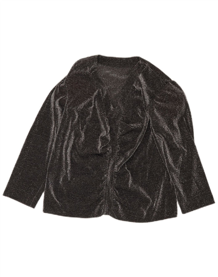 Blusa feminina vintage manga 3/4 top UK 16 grande preta