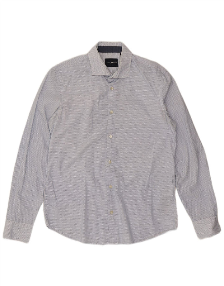 Camisa masculina Gas grande algodão manchado azul