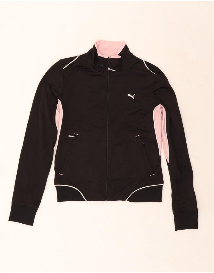 Puma Womens Crop Tracksuit Top Jacket UK 10 Small Black Colourblock