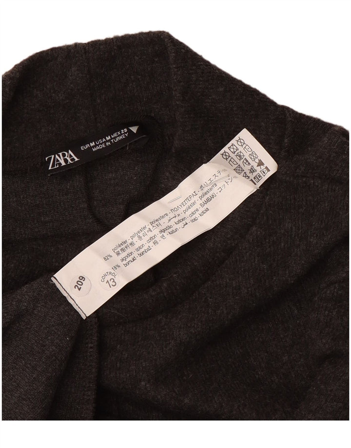 Vestido jumper feminino Zara de mangas curtas Reino Unido 12 poliéster cinza médio