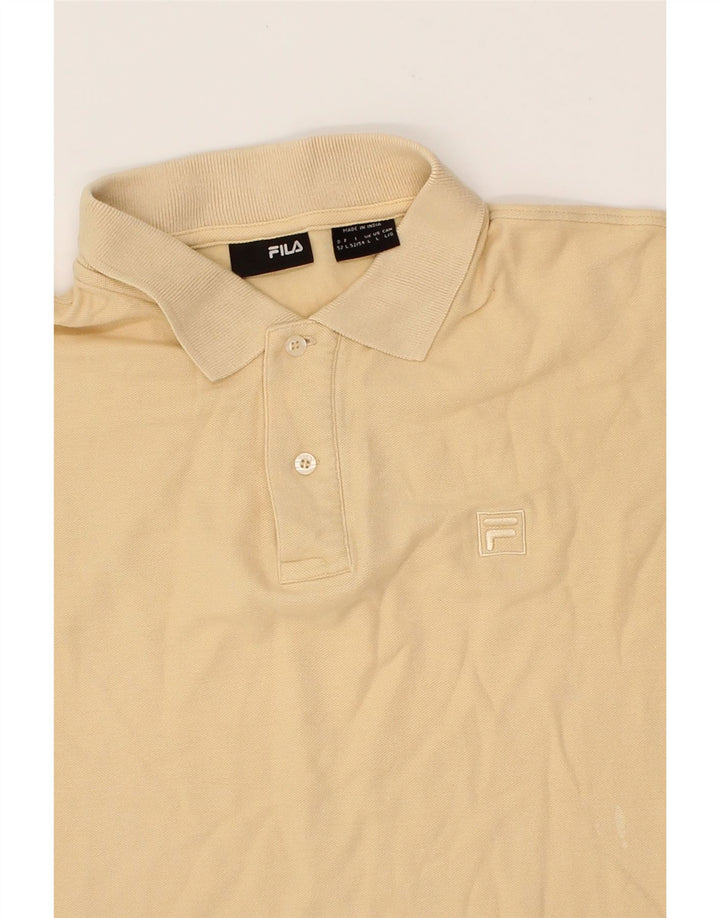 FILA Mens Polo Shirt Large Beige Cotton Vintage Fila and Second-Hand Fila from Messina Hembry 