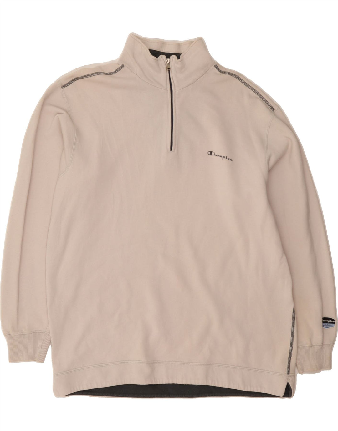 CHAMPION Mens Zip Neck Sweatshirt Jumper 2XL White Cotton Vintage Champion and Second-Hand Champion from Messina Hembry 