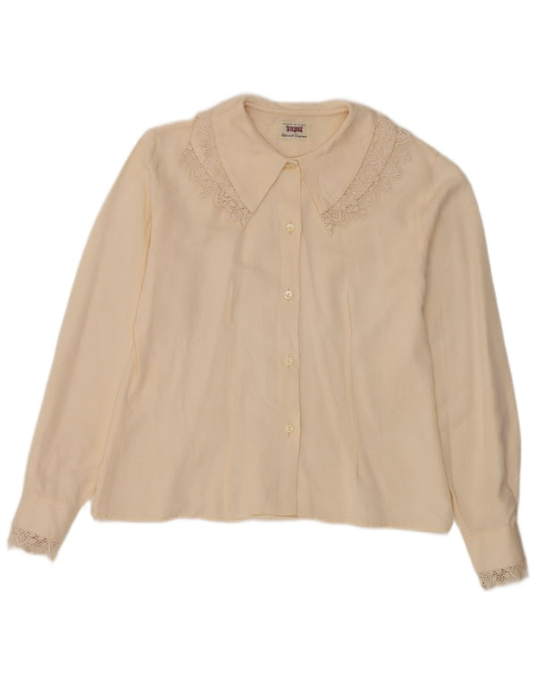 Blusa feminina Sisley UK 14 médio off white floral