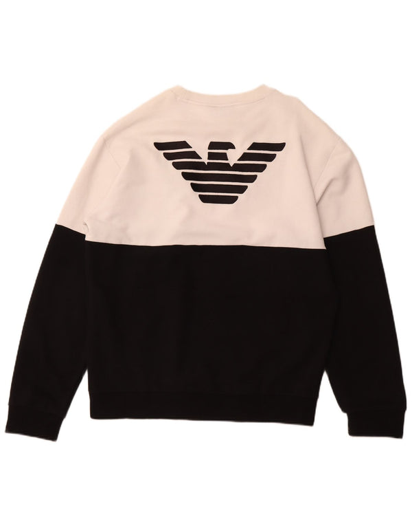 Suéter gráfico feminino EMPORIO ARMANI Reino Unido 18 XL preto bloco colorido