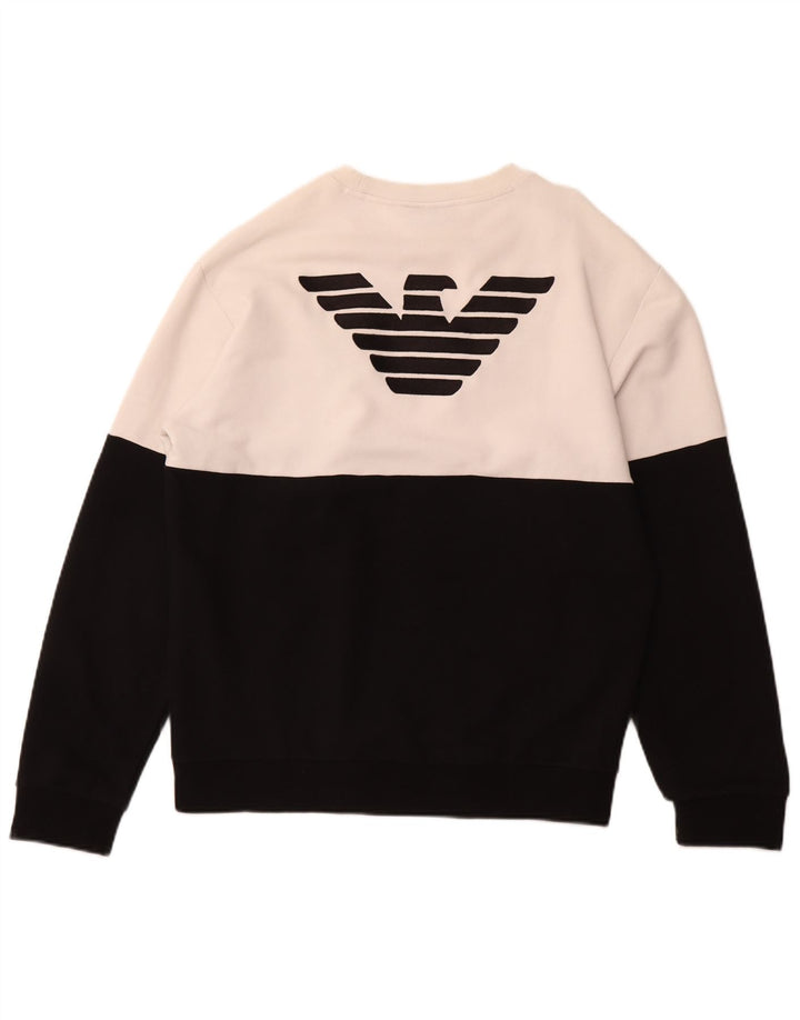 Suéter gráfico feminino EMPORIO ARMANI Reino Unido 18 XL preto bloco colorido