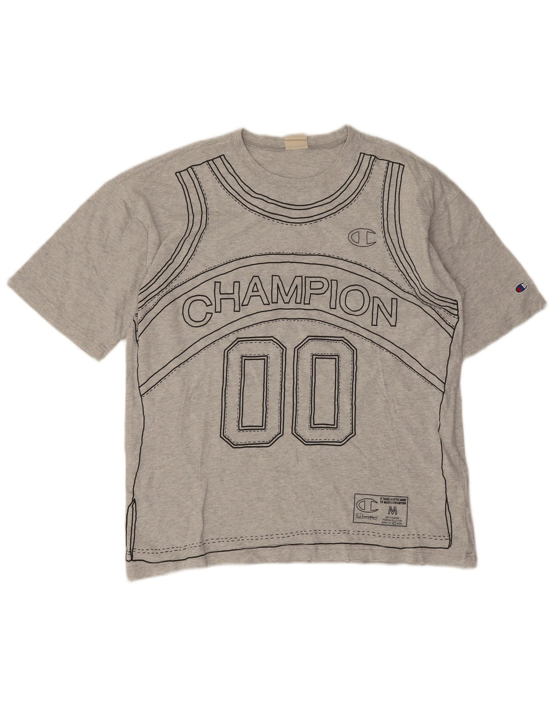 Camiseta masculina estampada Champion grande algodão cinza