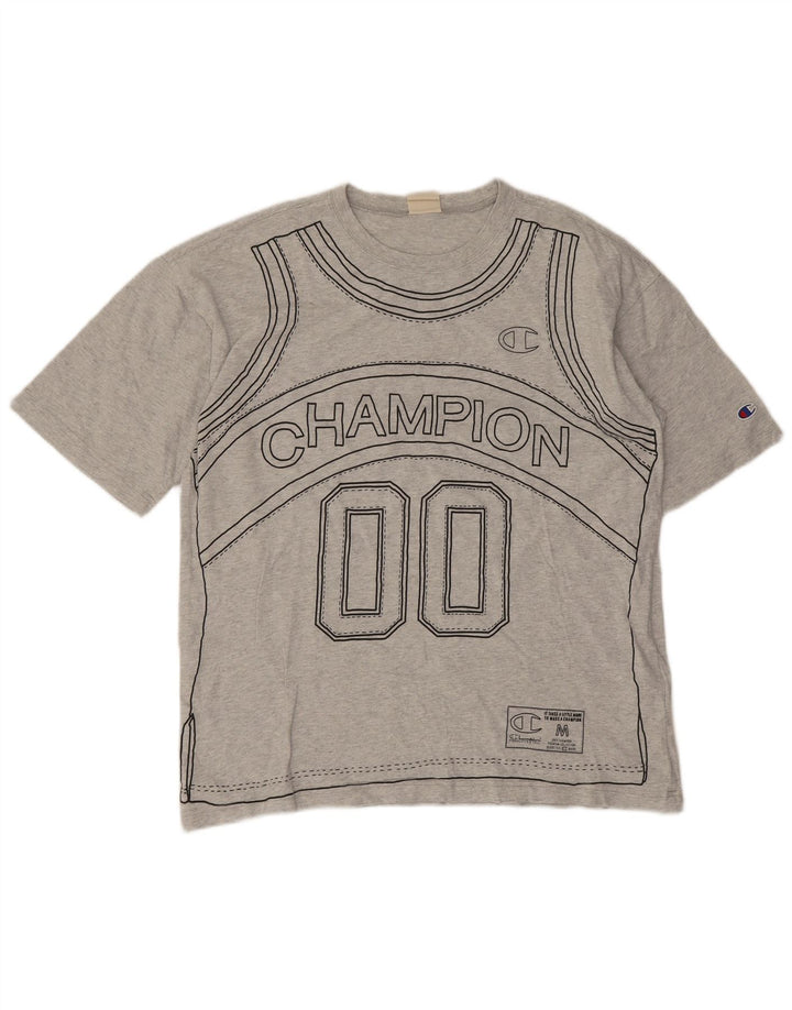 Camiseta masculina estampada Champion grande algodão cinza
