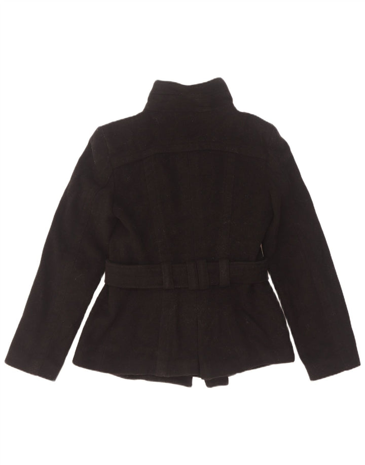 Zara Womens Pea Coat UK 6 XS Lã Preta