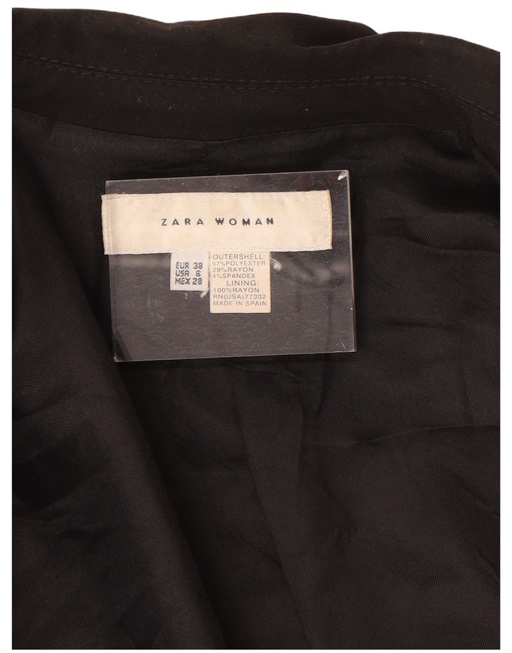 Jaqueta blazer feminina Zara com 1 botão EU 38 poliéster preto pequeno