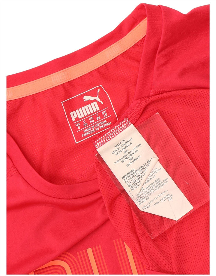 Puma Camiseta Feminina Graphic Top UK 10 Pequena Poliéster Vermelho
