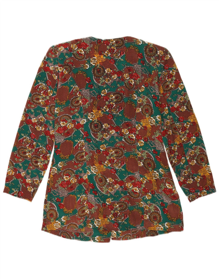 Blusa feminina vintage UK 10 pequena floral multicolorida