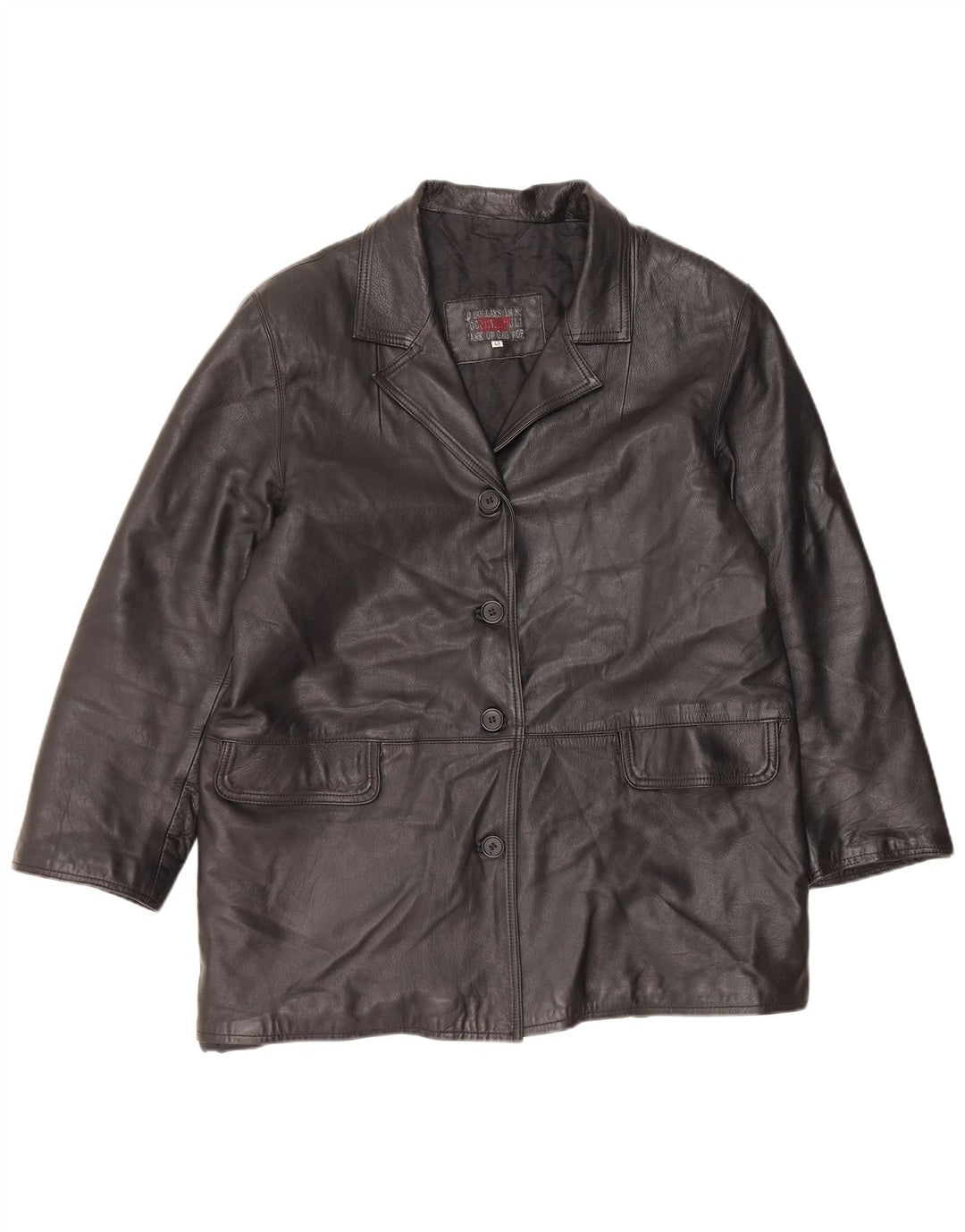 Casaco de couro feminino VINTAGE IT 48 XL couro preto