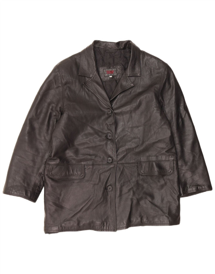 Casaco de couro feminino VINTAGE IT 48 XL couro preto