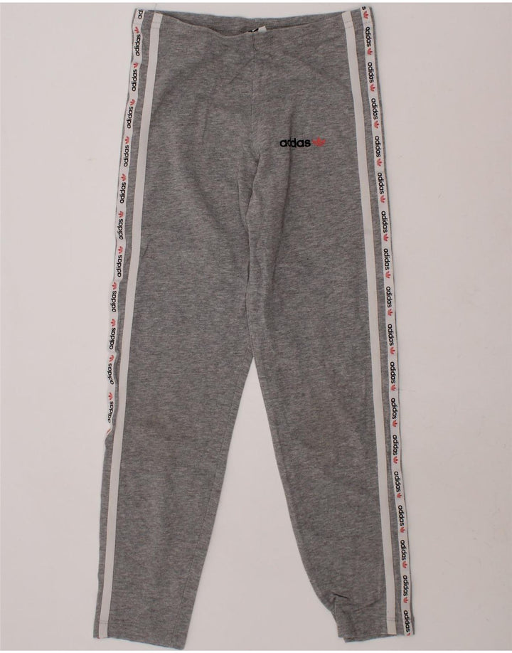 ADIDAS Girls Graphic Leggings 9-10 Years  Grey Cotton Vintage Adidas and Second-Hand Adidas from Messina Hembry 