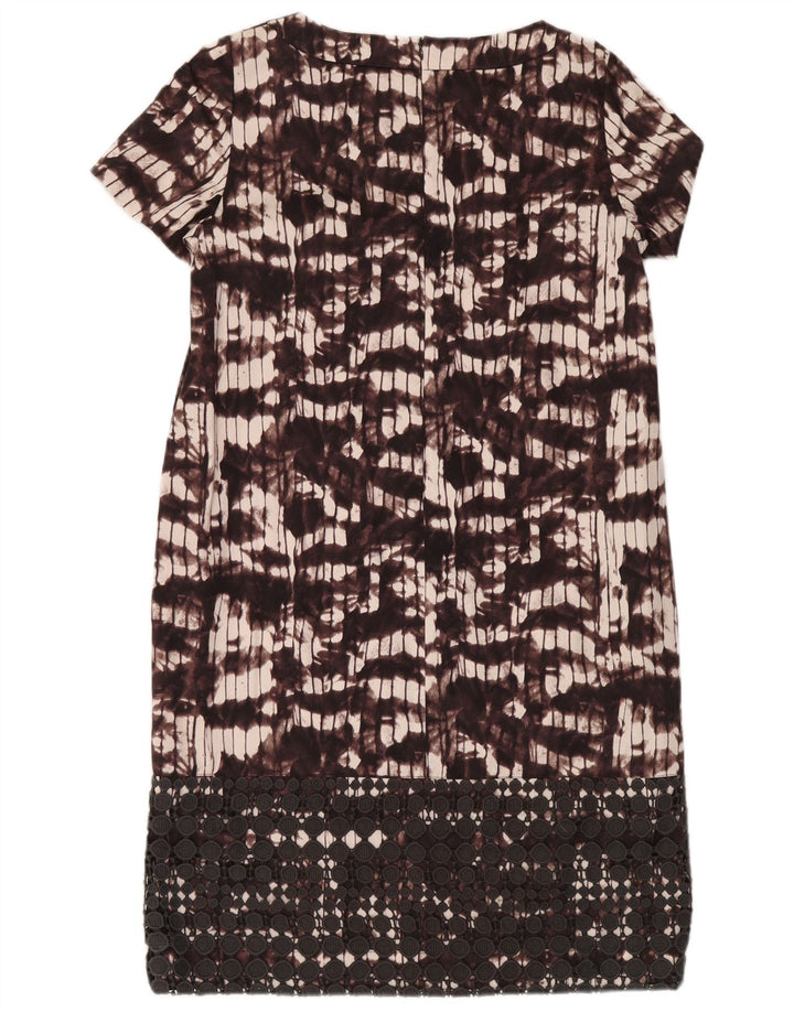Vestido feminino Max Mara com estampa abstrata e mudança Reino Unido 12 médio Borgonha