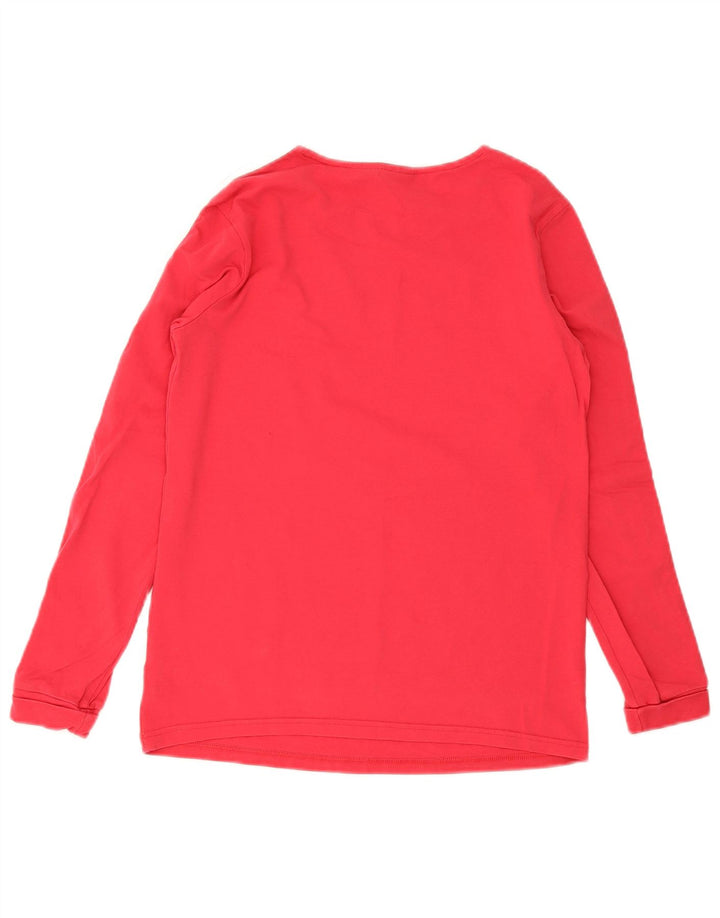 Top Feminino Adidas Manga Longa UK 10 Pequeno Colorblock Vermelho