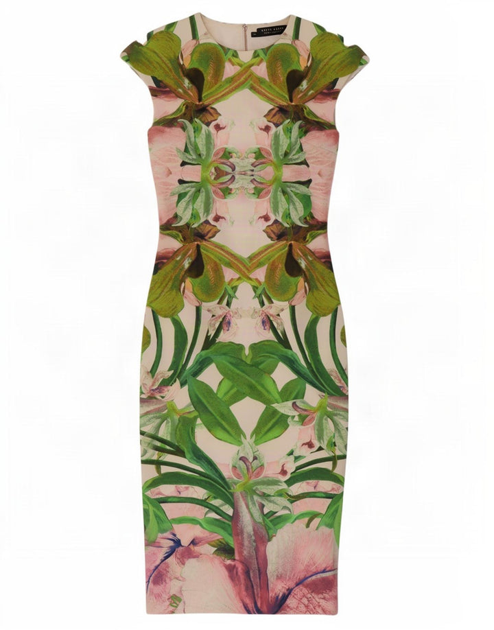 Vestido bodycon feminino Ted Baker tamanho 1 XS poliéster floral multicolorido