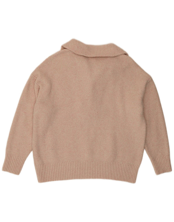 Suéter feminino Fat Face com gola polo Reino Unido 18 XL rosa acrílico