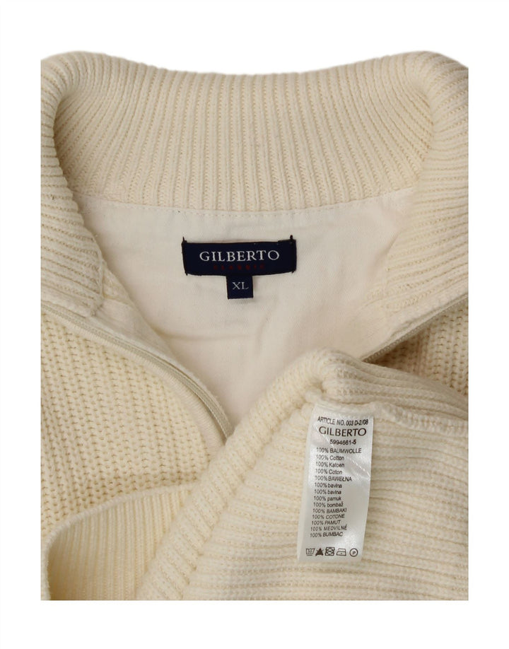 GILBERTO Womens Zip Neck Jumper Sweater UK 18 XL Off White Cotton Vintage Gilberto and Second-Hand Gilberto from Messina Hembry 