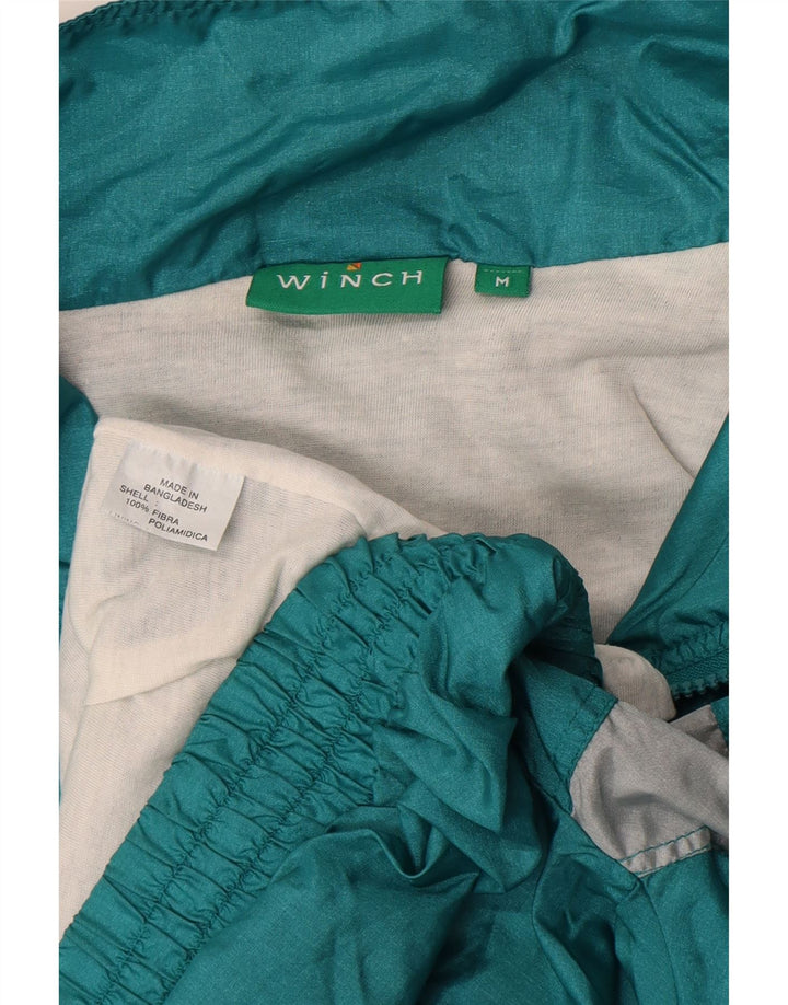 Jaqueta superior de agasalho masculino vintage poliamida colorblock verde médio