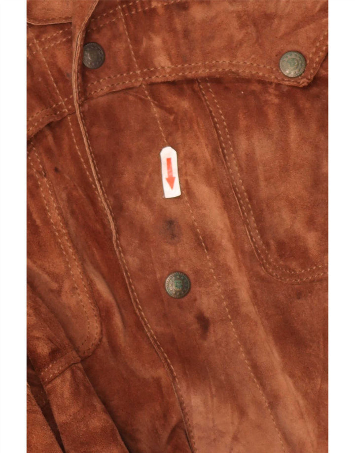 Jaqueta masculina vintage de camurça UK 38 marrom médio
