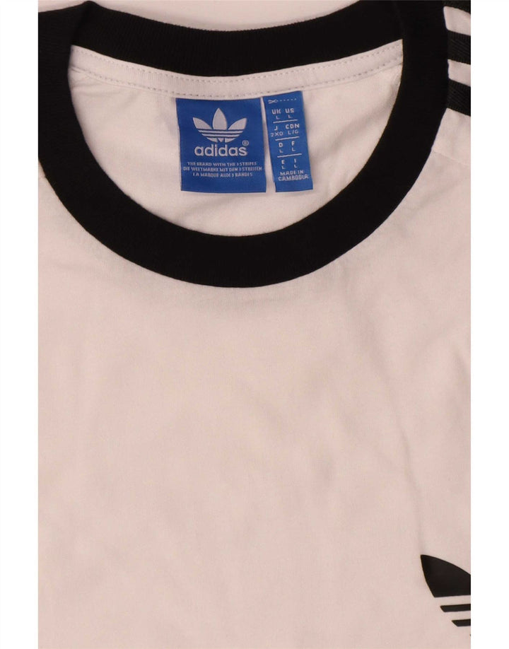 Adidas Mens Camiseta Top Grande Algodão Branco