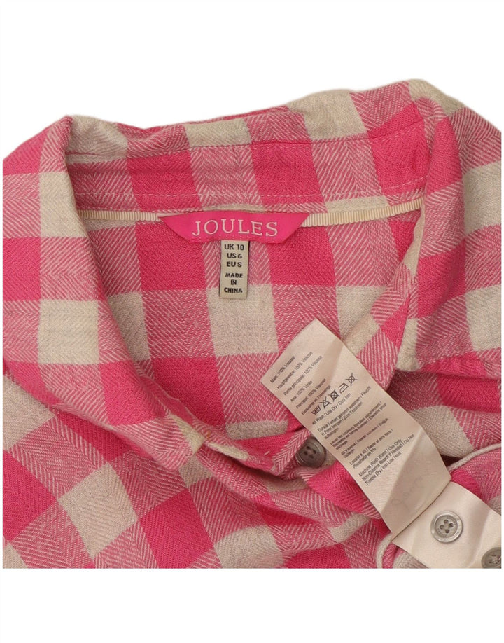 Camisa feminina de flanela grande Joules UK 10 pequena rosa gingham viscose