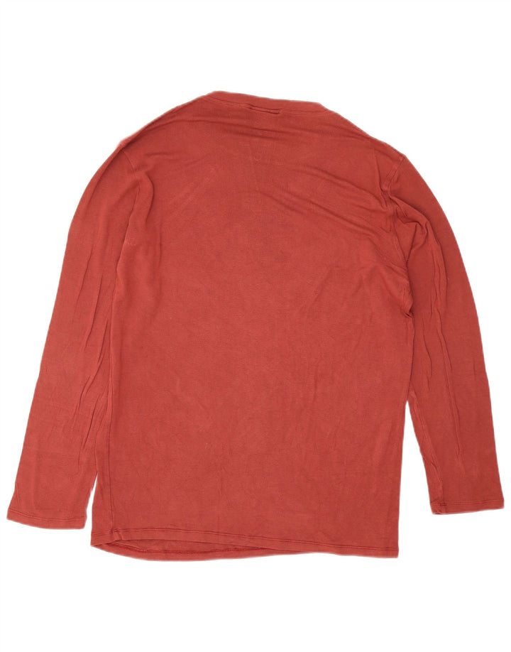 Trussardi Jeans Top masculino manga comprida grande viscose vermelha