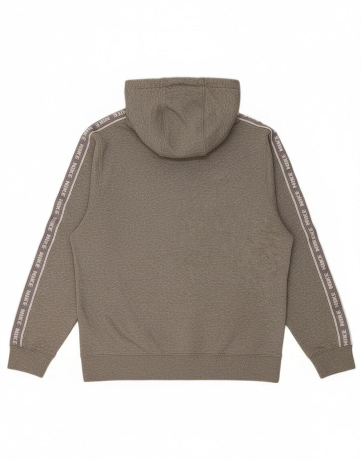 Suéter com capuz gráfico masculino Nike médio cinza algodão manchado