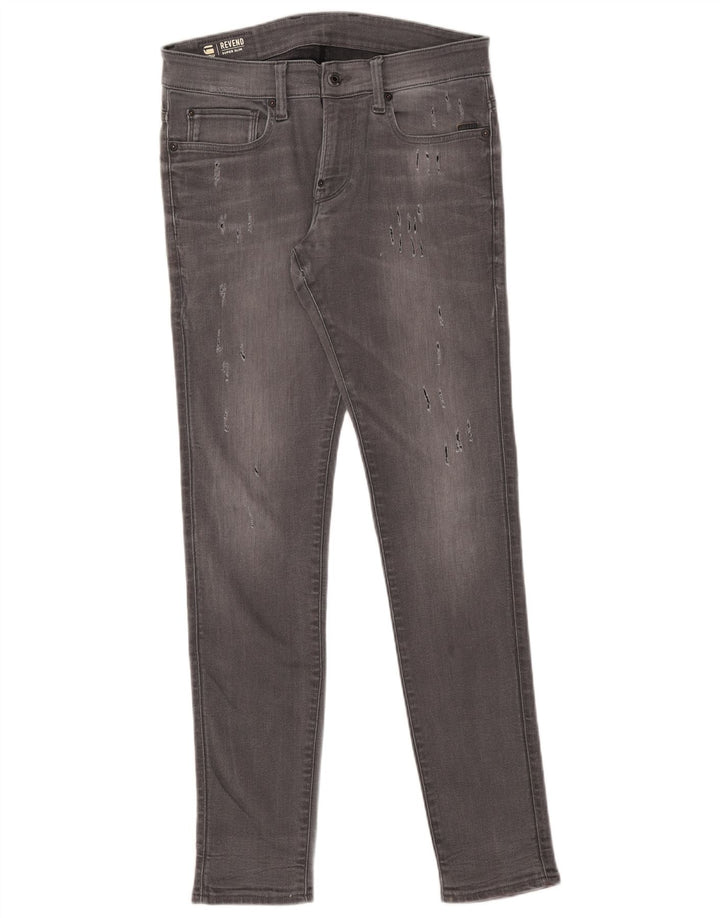 Calça jeans masculina G-STAR Revend desgastada super slim W32 L34 algodão cinza