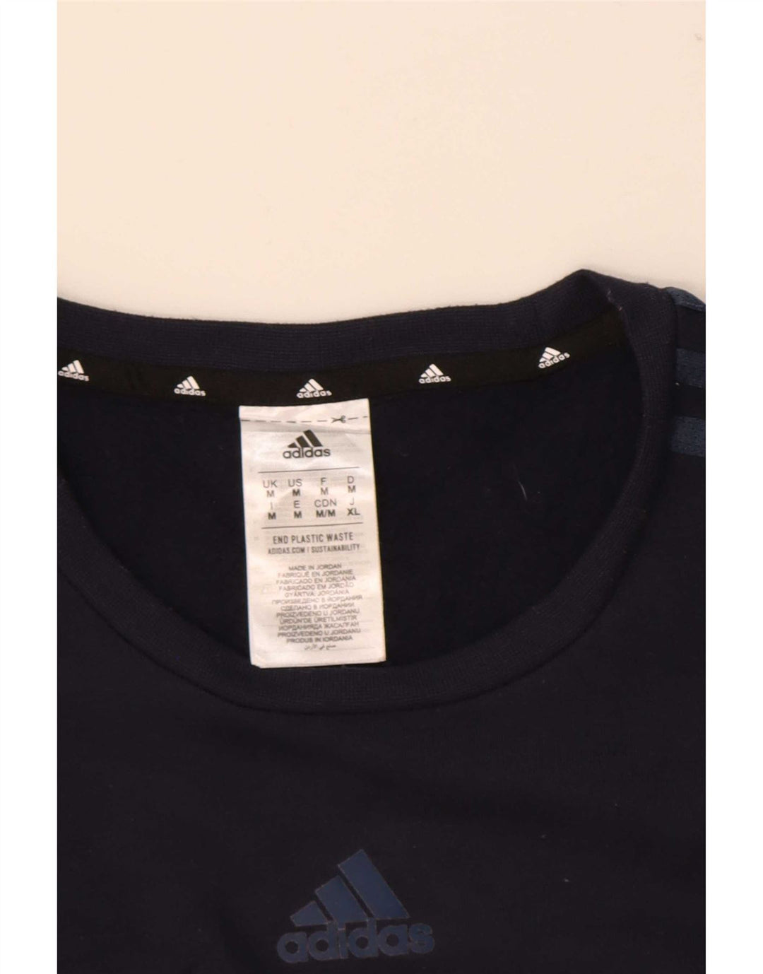 Adidas Mens Moletom Jumper Médio Azul Marinho Poliéster
