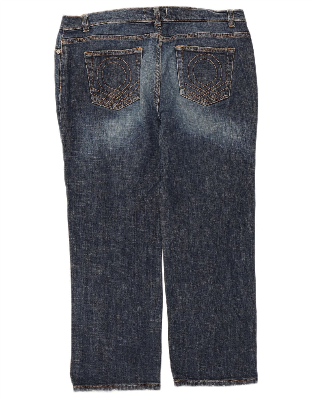 Jeans recortados femininos Benetton W34 L25 azul