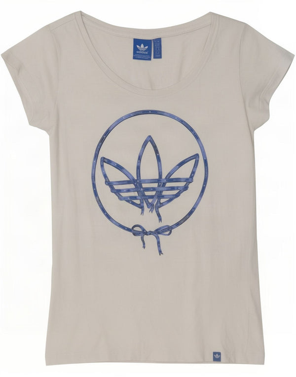 Adidas Womens Graphic T-Shirt Top UK 10 Small White Cotton