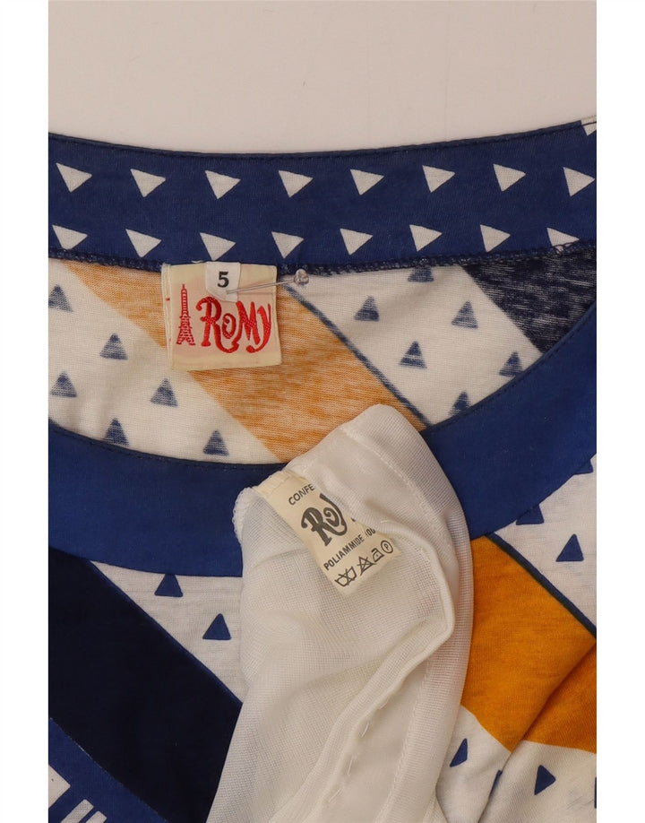 Vestido camiseta feminino Romy UK 18 XL azul geométrico poliamida