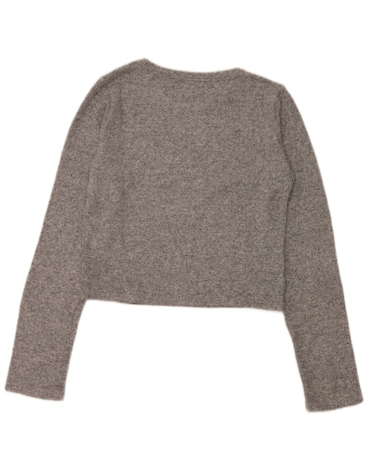 Zara Womens Crop Top Manga Longa Reino Unido 14 Grande Cinza