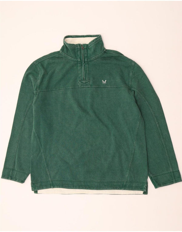 Crew Clothing Mens Zip Neck Moletom Jumper XL Algodão Verde