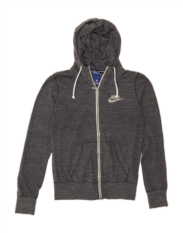 NIKE Womens Zip Hoodie Sweater UK 10 Small Grey Flecked Cotton Vintage Nike and Second-Hand Nike from Messina Hembry 