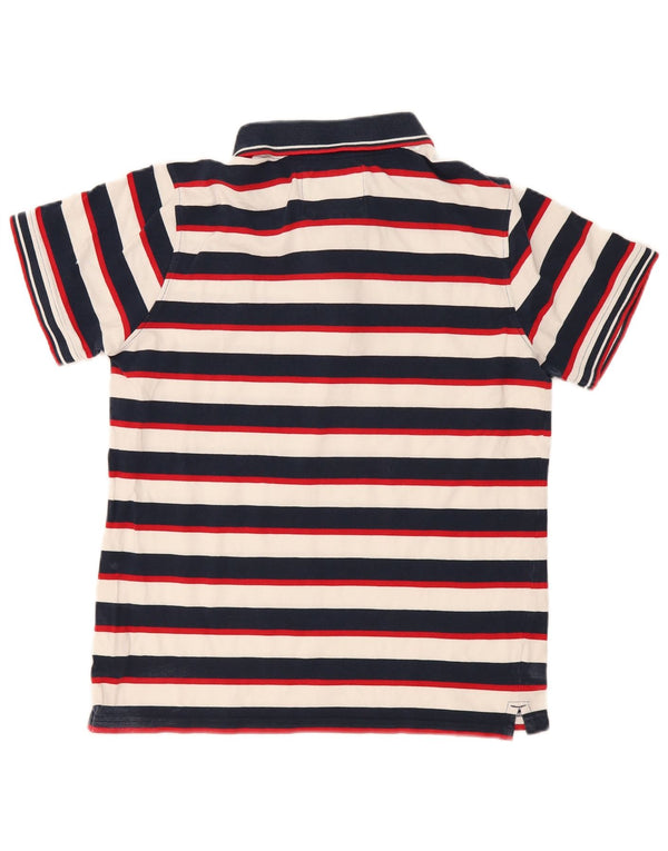 Camisa polo masculina Crew Clothing grande algodão listrado azul marinho